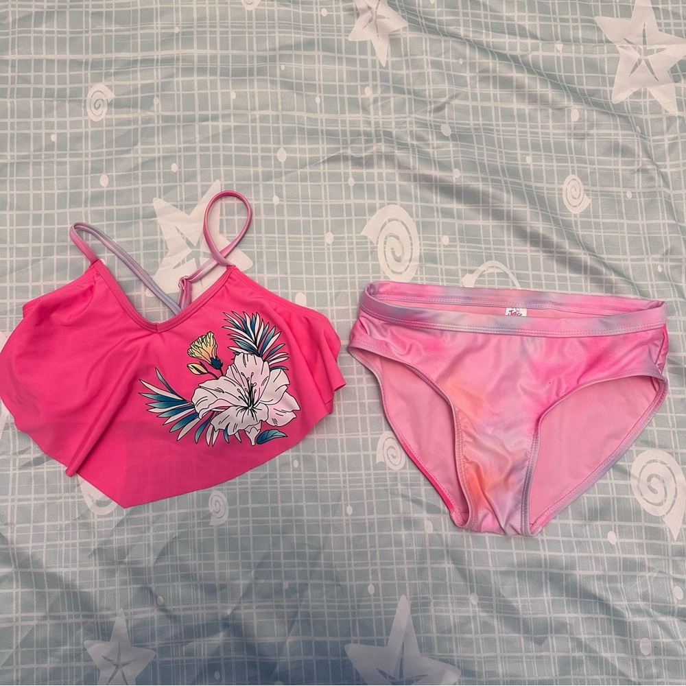 Justice Pink Floral Girls’ Bikini Set NWOT